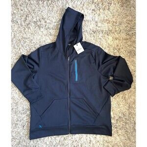 Untuck It Rivera Navy Blue Performance Hoodie Full Zip-New With Tags!-Mens XL